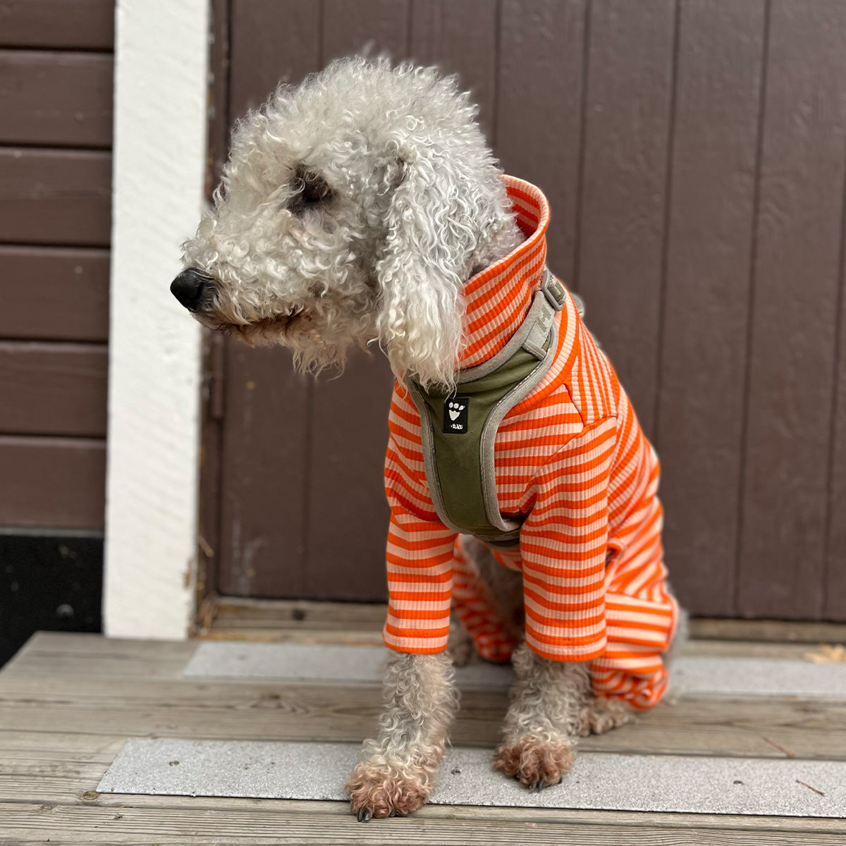 Overall i Ribbad Bomull, Randig (Orange/Aprikos), XL