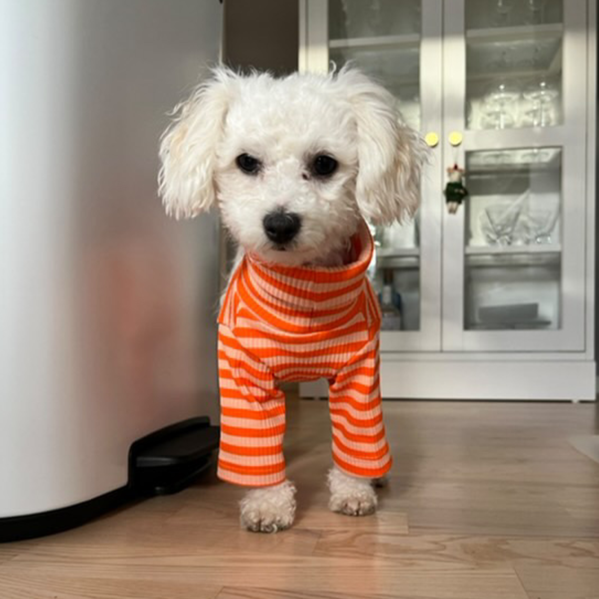 Overall i Ribbad Bomull, Randig (Orange/Aprikos), XS