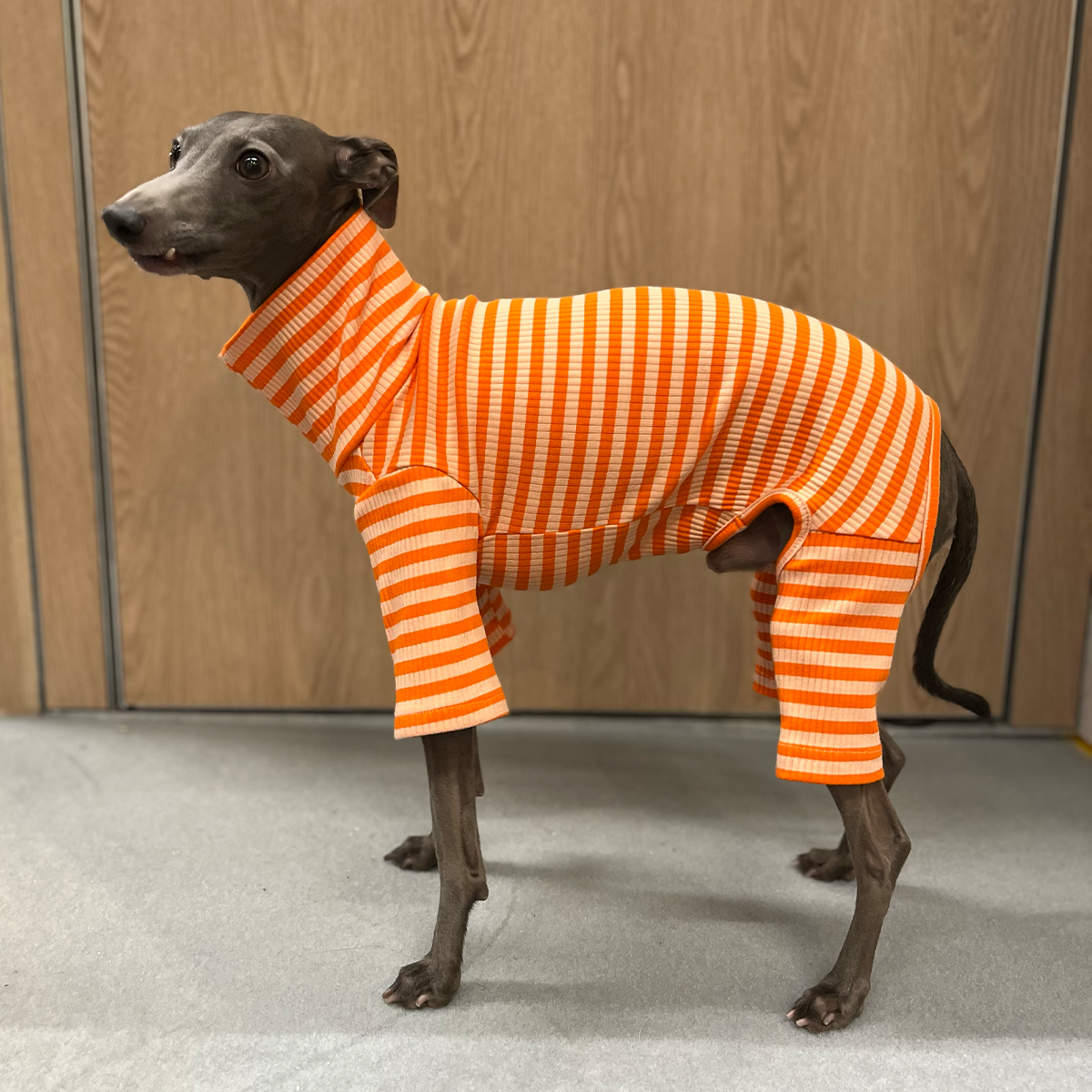 Overall i Ribbad Bomull, Randig (Orange/Aprikos), S