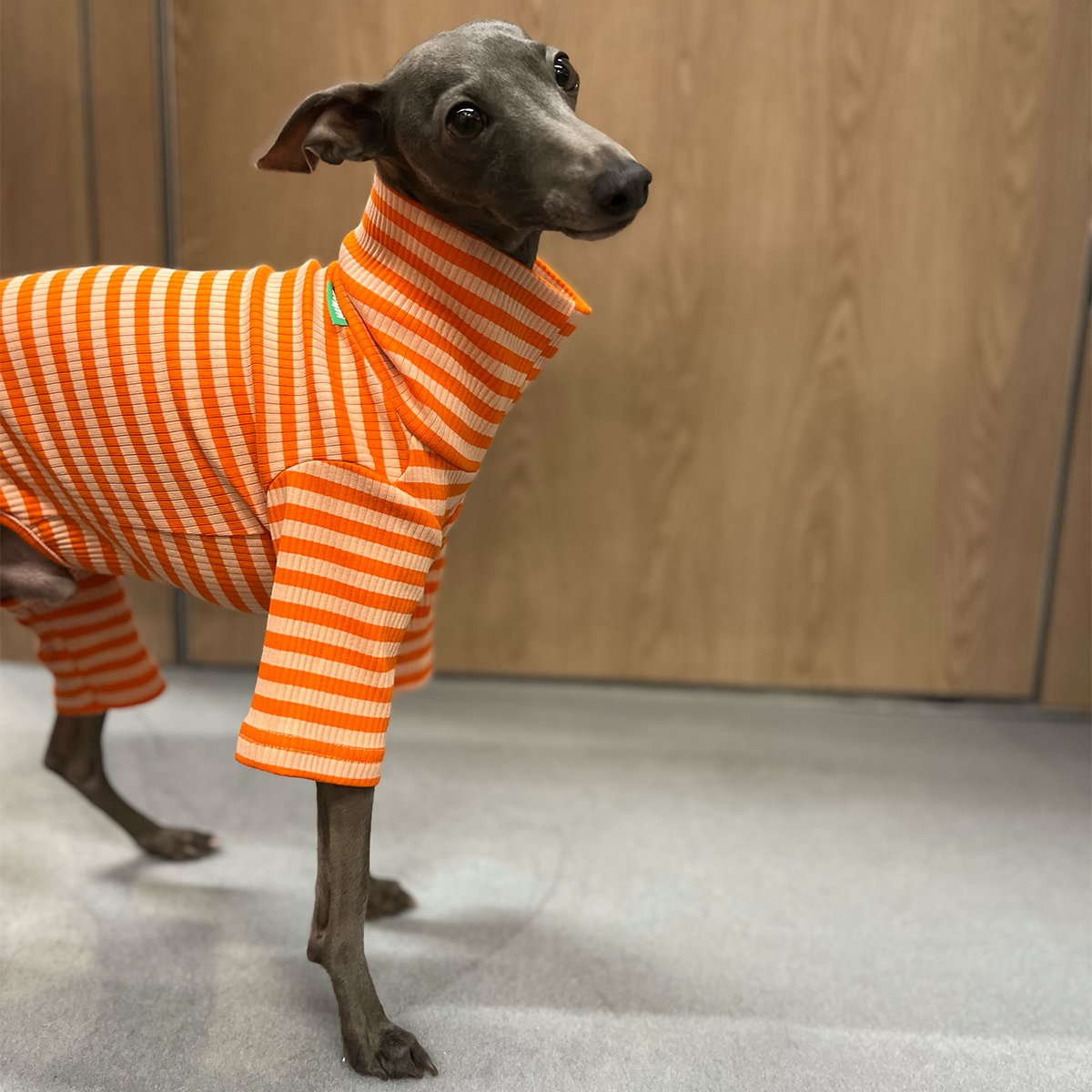 Overall i Ribbad Bomull, Randig (Orange/Aprikos), S