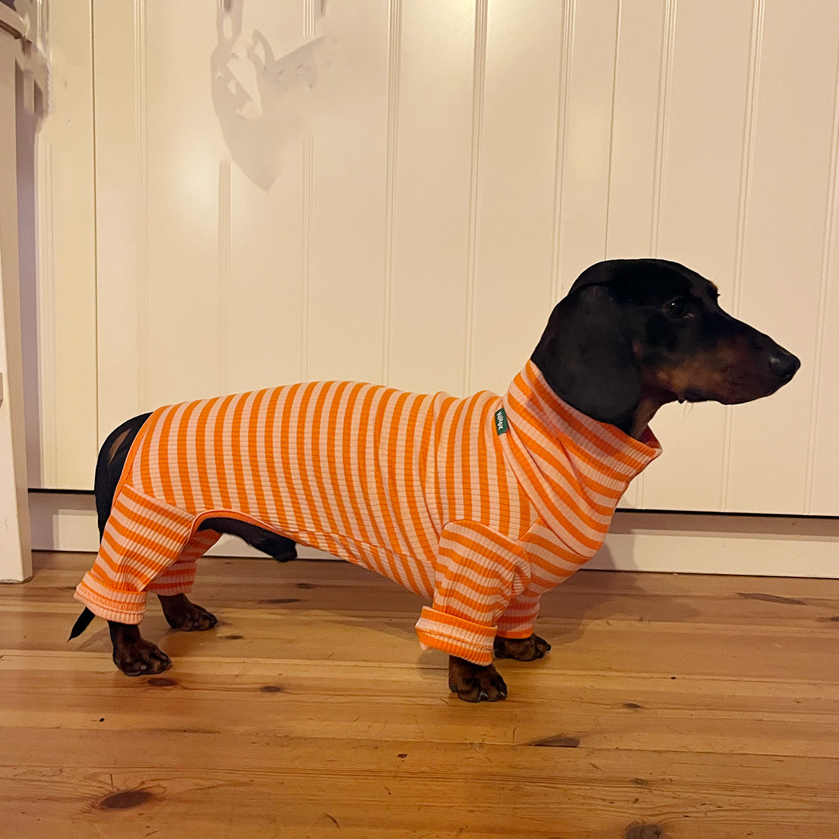 Overall i Ribbad Bomull, Randig (Orange/Aprikos), S