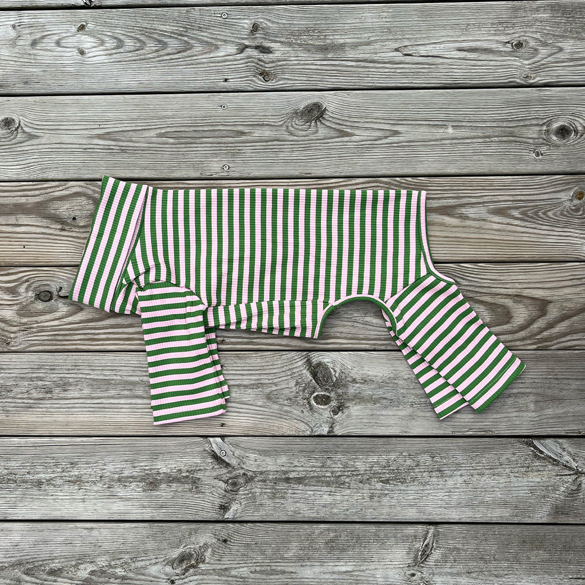 Overall i Ribbad Bomull, Randig (Grön/Rosa), XL