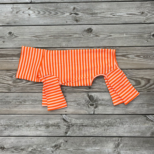 Overall i Ribbad Bomull, Randig (Orange/Aprikos), L