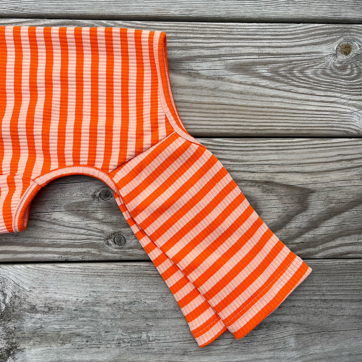 Overall i Ribbad Bomull, Randig (Orange/Aprikos), L