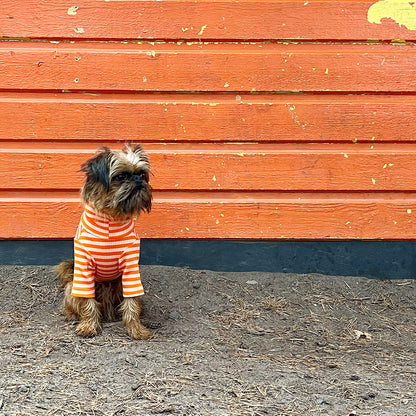 Tröja i Ribbad Bomull, Randig (Orange/Aprikos), XS