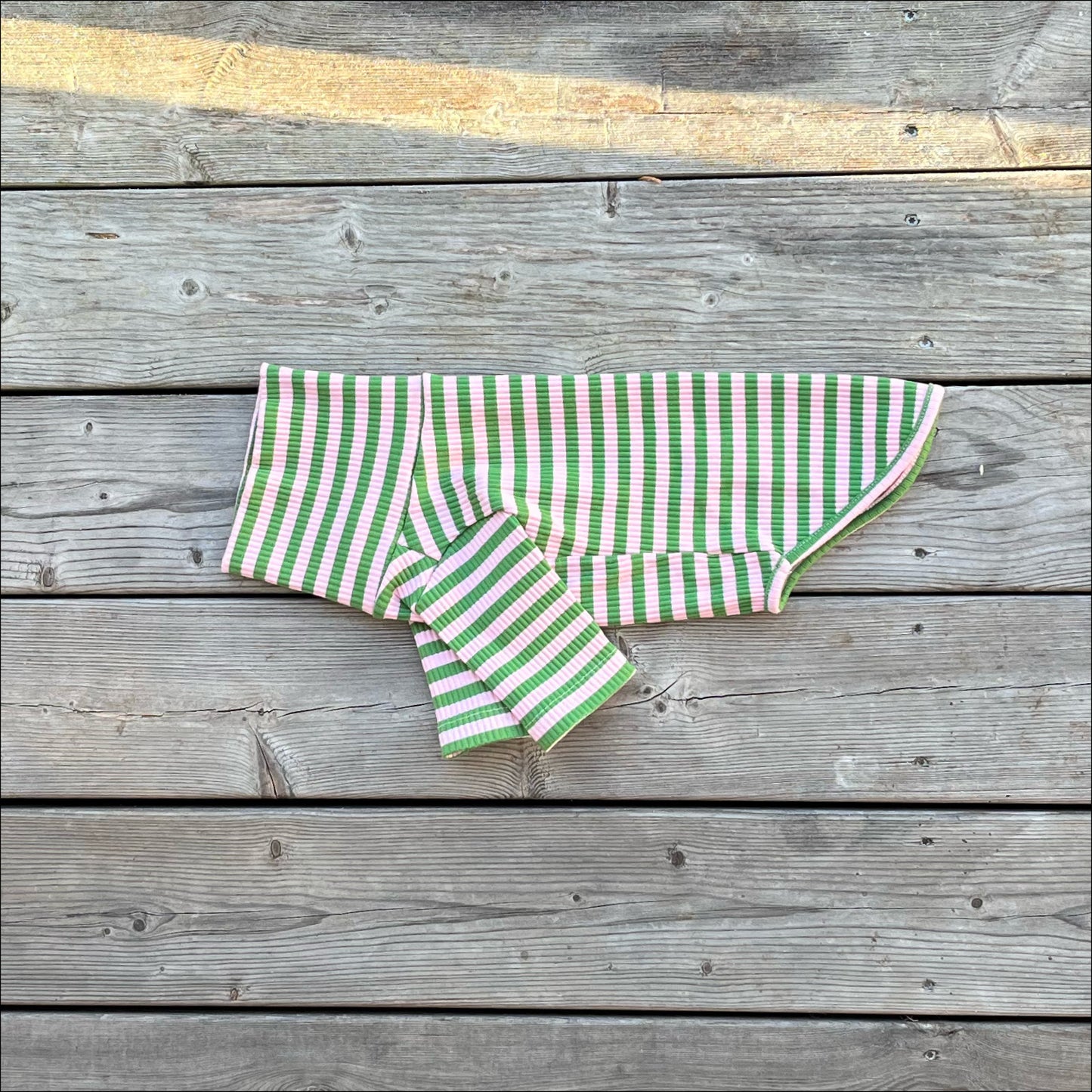 Tröja i Ribbad Bomull, Randig (Grön/Rosa), XXS