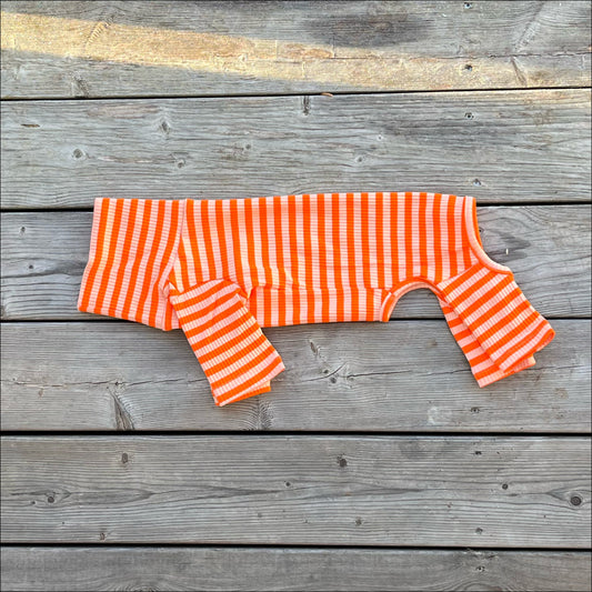 Overall i Ribbad Bomull, Randig (Orange/Aprikos), XS