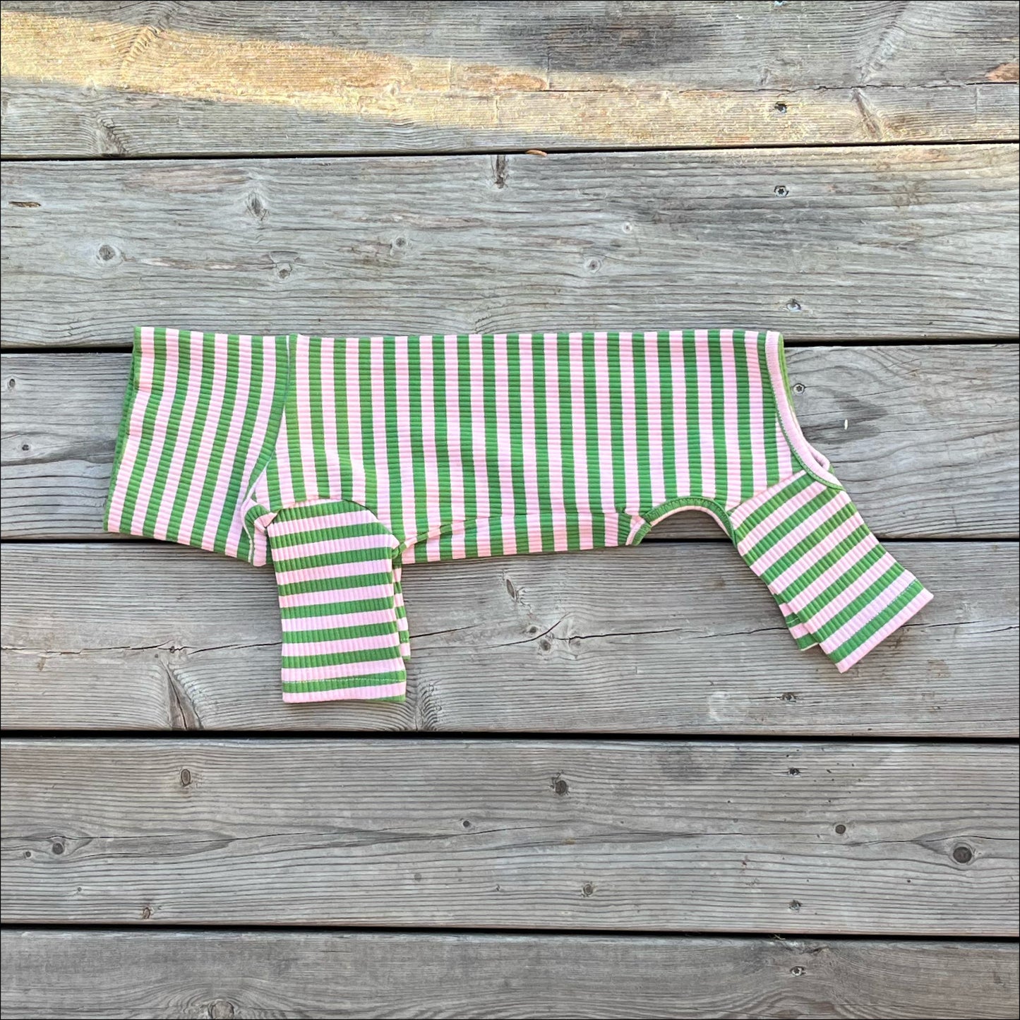 Overall i Ribbad Bomull, Randig (Grön/Rosa), XS