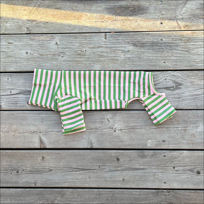 Overall i Ribbad Bomull, Randig (Grön/Rosa), XXS